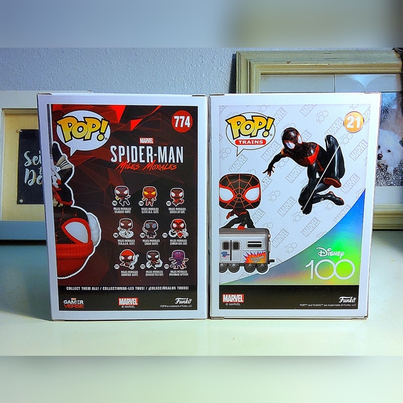 Funko Pop #774 Miles Morales Winter Suit Excl #21 Miles on Subway Train w Cases - Picture 9 of 13